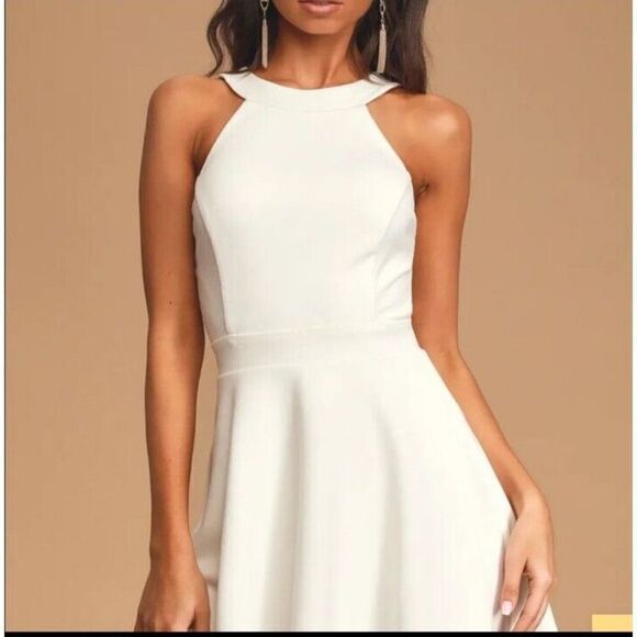 Lulus Keep Coming Back White Backless Skater Dress Small‎ - Picture 3 of 8
